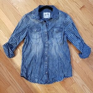 Arizona boys M denim button down shirt